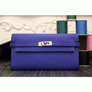 Boutique Quality || Electric blue 1:1 Hermes Kelly Longue wallet