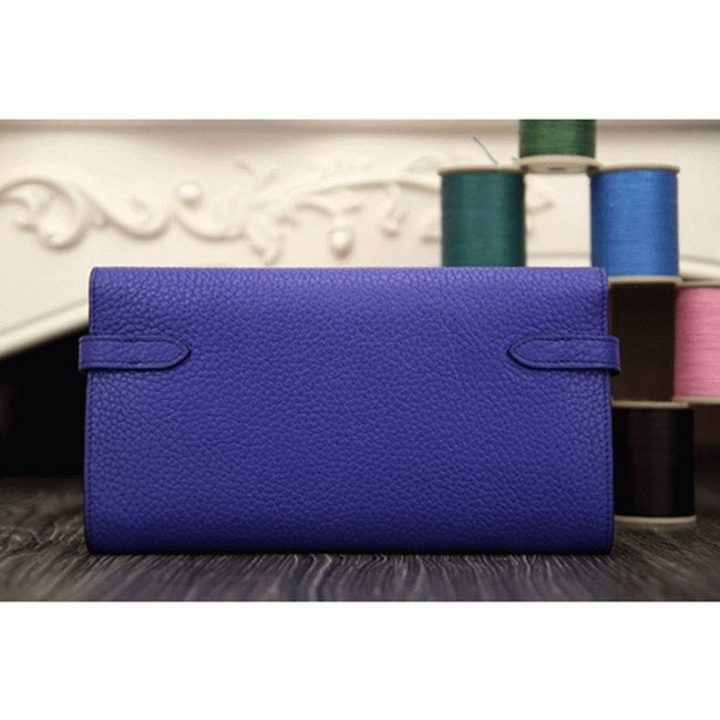 Boutique Quality || Electric blue 1:1 Hermes Kelly Longue wallet