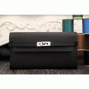 Boutique Quality || Black knockoff Hermes Kelly Longue wallet