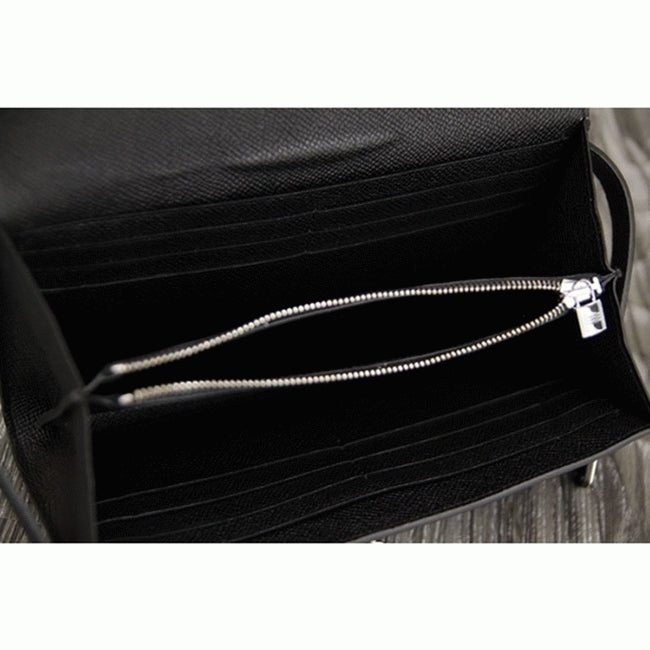 Boutique Quality || Black knockoff Hermes Kelly Longue wallet