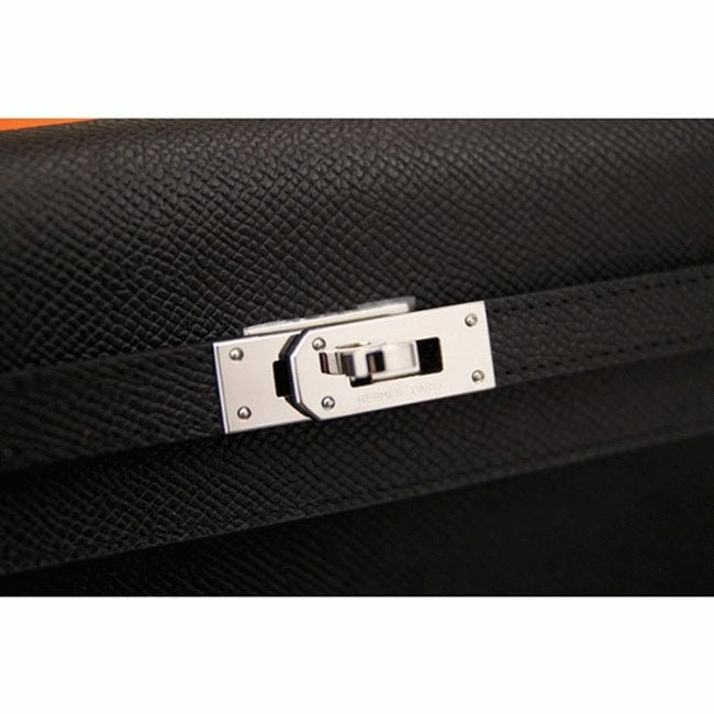 Boutique Quality || Black knockoff Hermes Kelly Longue wallet