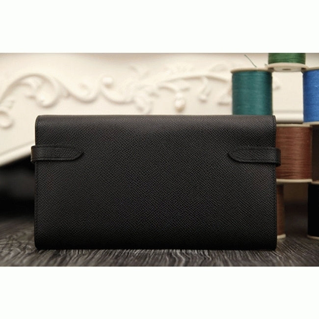 Boutique Quality || Black knockoff Hermes Kelly Longue wallet