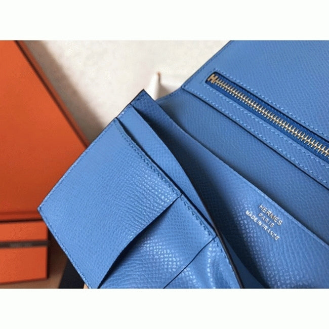 Boutique Quality || Blue Jean Epsom Hermes Bearn Wallet