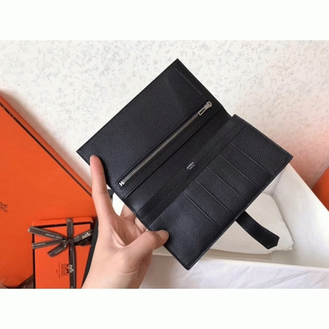 Boutique Quality || Black Epsom Designer Hermes Bearn Wallet