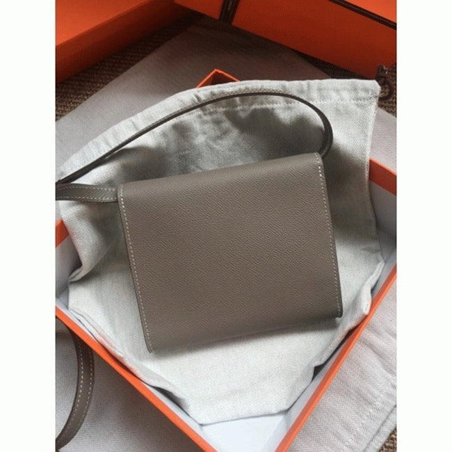 Boutique Quality || Grey 1:1 Hermes Clic wallet with strap