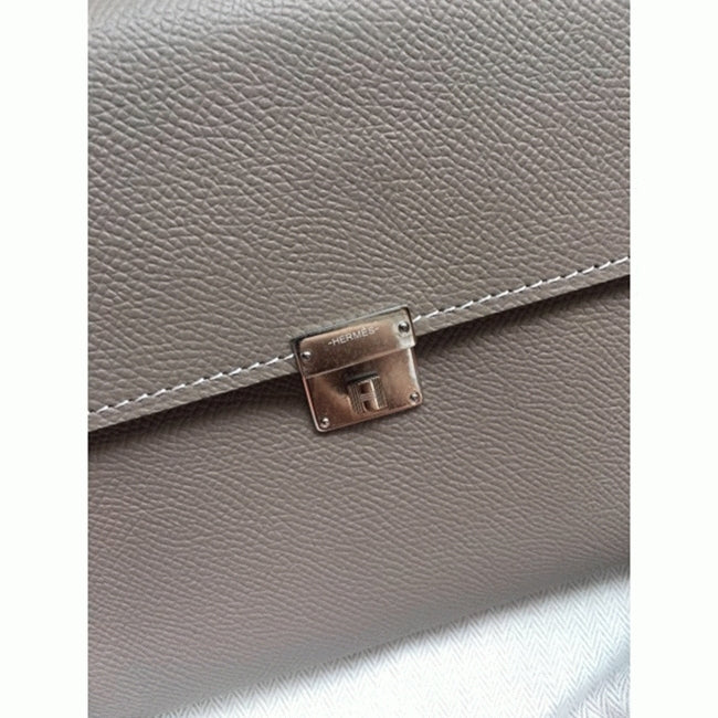 Boutique Quality || Grey 1:1 Hermes Clic wallet with strap