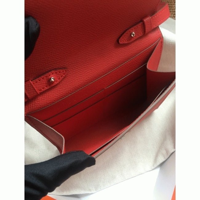 Boutique Quality || Red luxury Hermes Clic wallet with strap