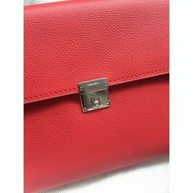 Boutique Quality || Red luxury Hermes Clic wallet with strap
