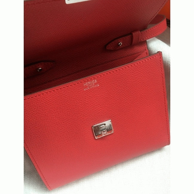 Boutique Quality || Red luxury Hermes Clic wallet with strap