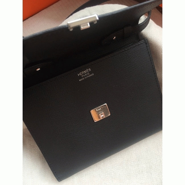 Boutique Quality || Black Hermes Clic wallet with strap
