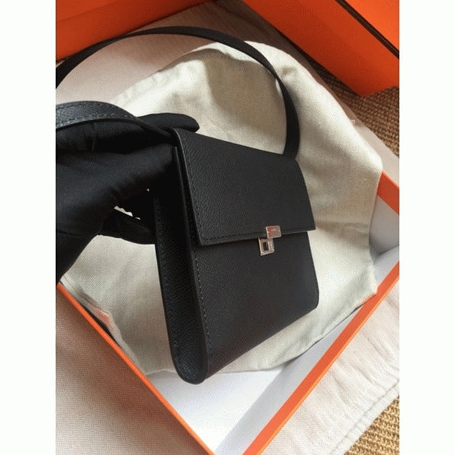 Boutique Quality || Black Hermes Clic wallet with strap