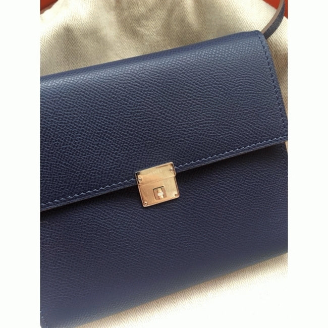 Boutique Quality || Sapphire Hermes Clic wallet with strap
