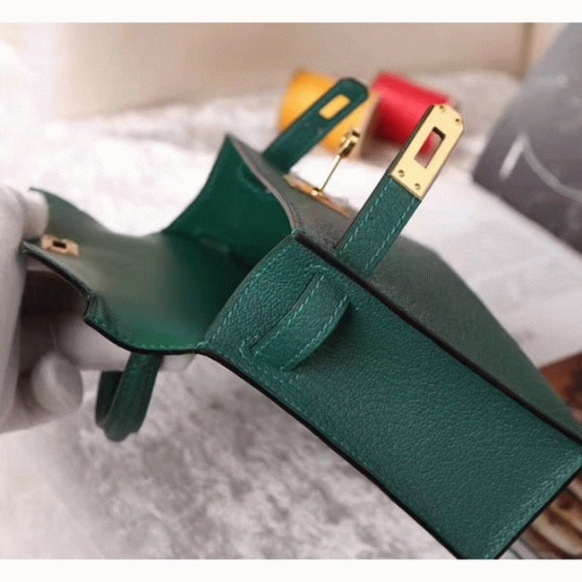 Boutique Quality || Malachite Chevre Luxury Hermes Kelly 20cm Bag