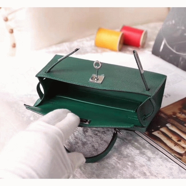 Boutique Quality || Malachite Chevre Luxury Hermes Kelly 20cm Bag