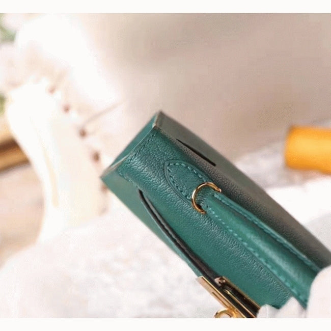 Boutique Quality || Malachite Chevre Luxury Hermes Kelly 20cm Bag