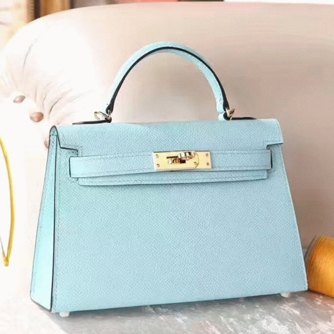 Boutique Quality || Blue Zephyr Epsom Designer Hermes Kelly 20cm Handbag