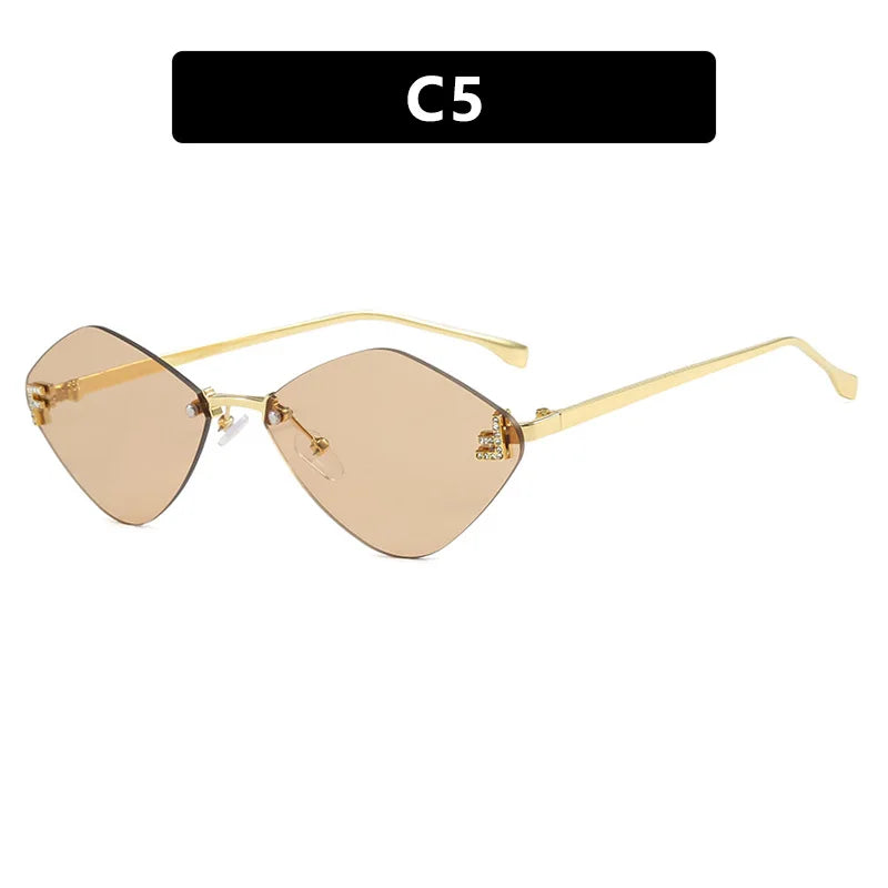 Trendy Rimless Diamond-shaped Sunglass