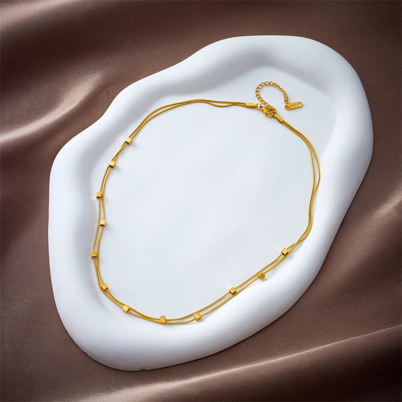 Stainless Steel Cube Chains Necklace