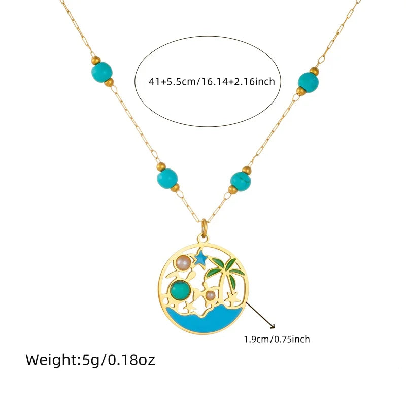 Stainless Steel Turtle Pearl Necklace