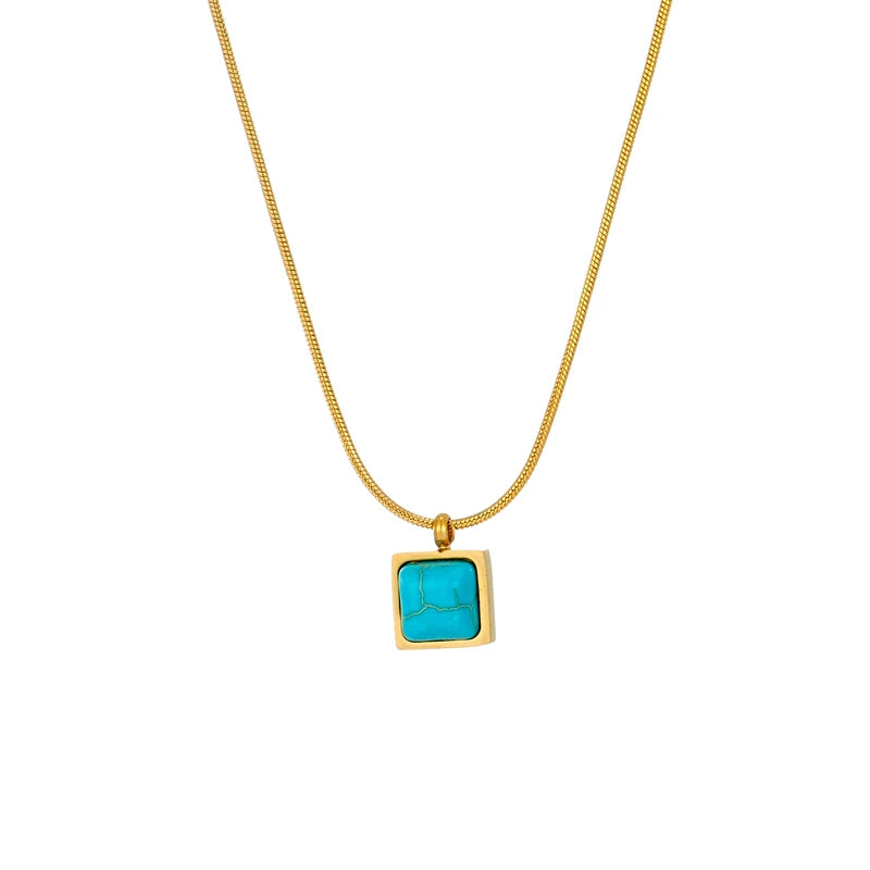 Stainless Steel Green Stone Pendant