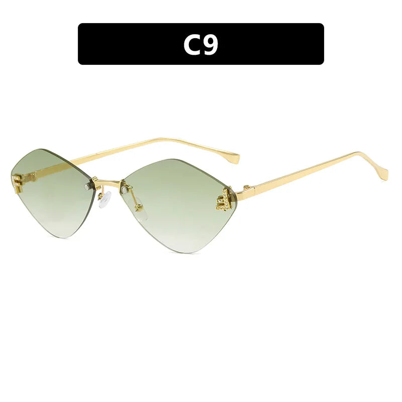 Trendy Rimless Diamond-shaped Sunglass