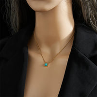 Thumbnail for Stainless Steel Green Stone Pendant