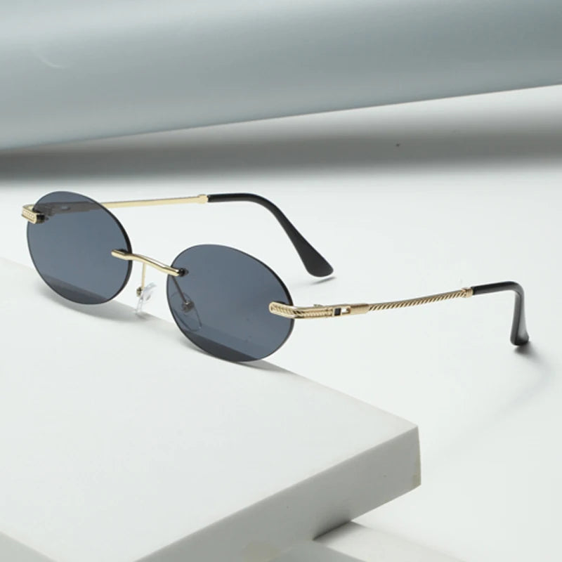 Retro Oval Rimless Sunglass