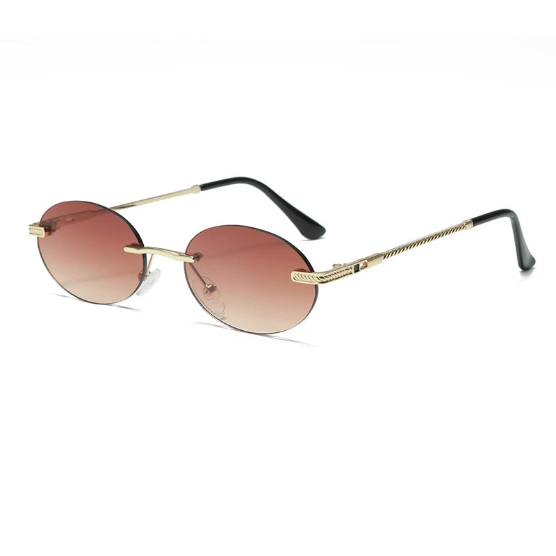 Retro Oval Rimless Sunglass