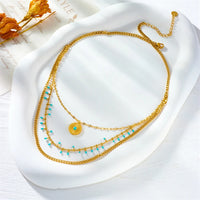 Thumbnail for Stainless Steel Round Sun Blue Stone Pendant