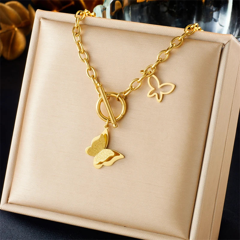 Stainless Steel Gold Color Water Drops Pendant