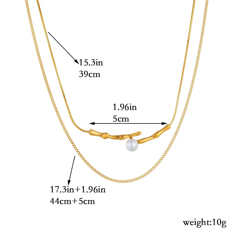 Stainless Steel Irregular Twig Pearl Pendant