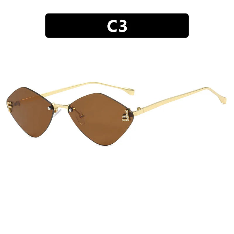 Trendy Rimless Diamond-shaped Sunglass