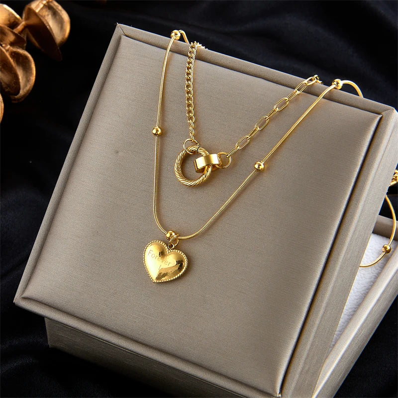 Stainless Steel Multilayer Heart Pendant