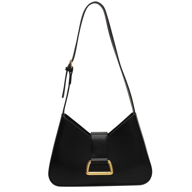 Leather Underarm Ladies Solid Color Bag