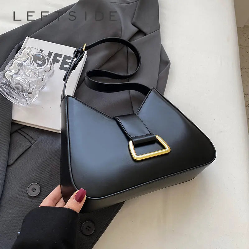 Leather Underarm Ladies Solid Color Bag