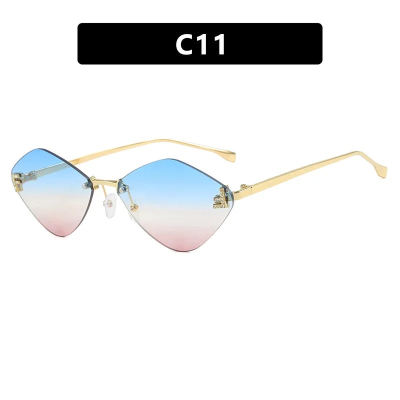 Trendy Rimless Diamond-shaped Sunglass