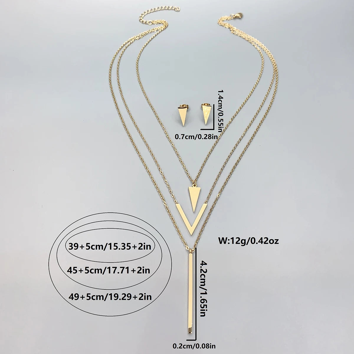3 Piece Set Stainless Steel V-shaped