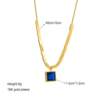 Thumbnail for Stainless Steel Square Blue Zircon Necklace
