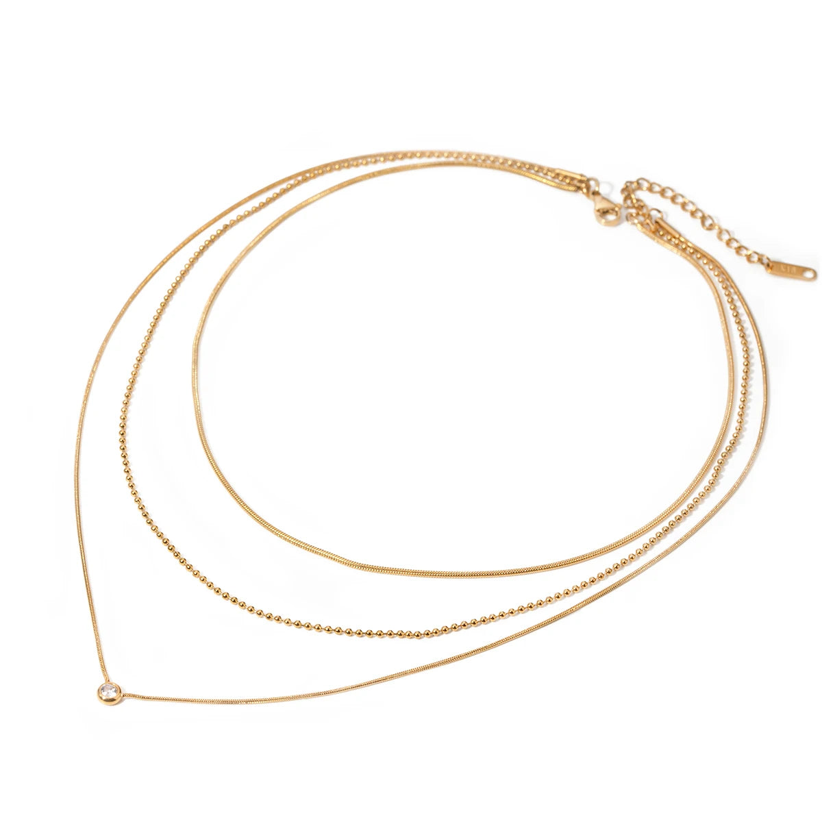 Stainless Steel Three-layer Rhinestone Necklace