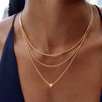 Thumbnail for Stainless Steel Three-layer Rhinestone Necklace