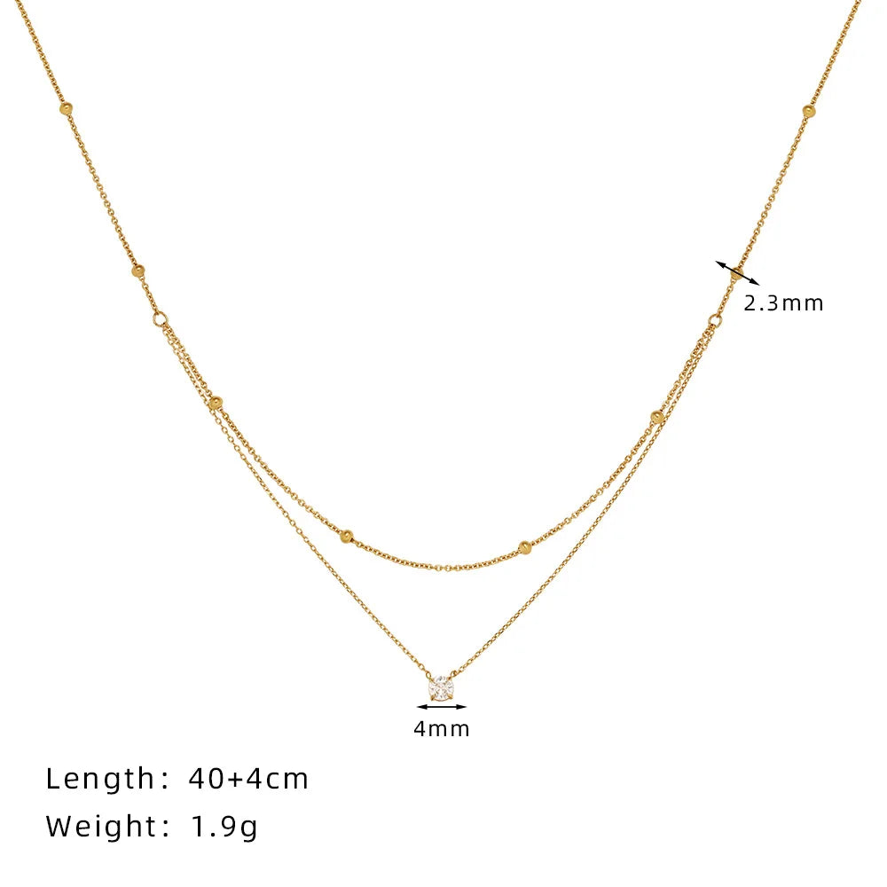 Stainless Steel Exquisite Single Zircon Pendant