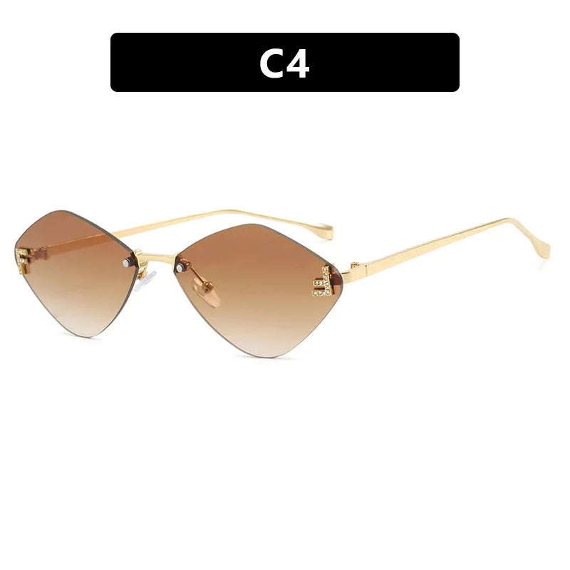 Trendy Rimless Diamond-shaped Sunglass