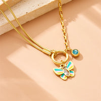 Thumbnail for Stainless Steel Colorful Butterfly Zircon Necklace