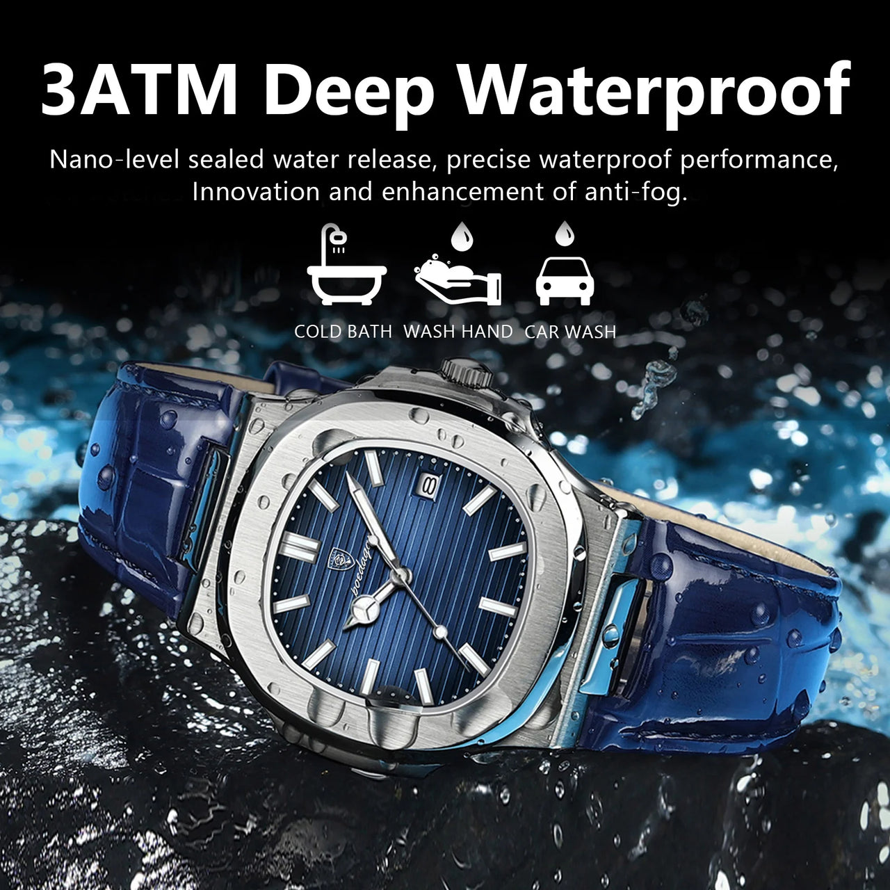 Waterproof Luminous Square Quartz Watche