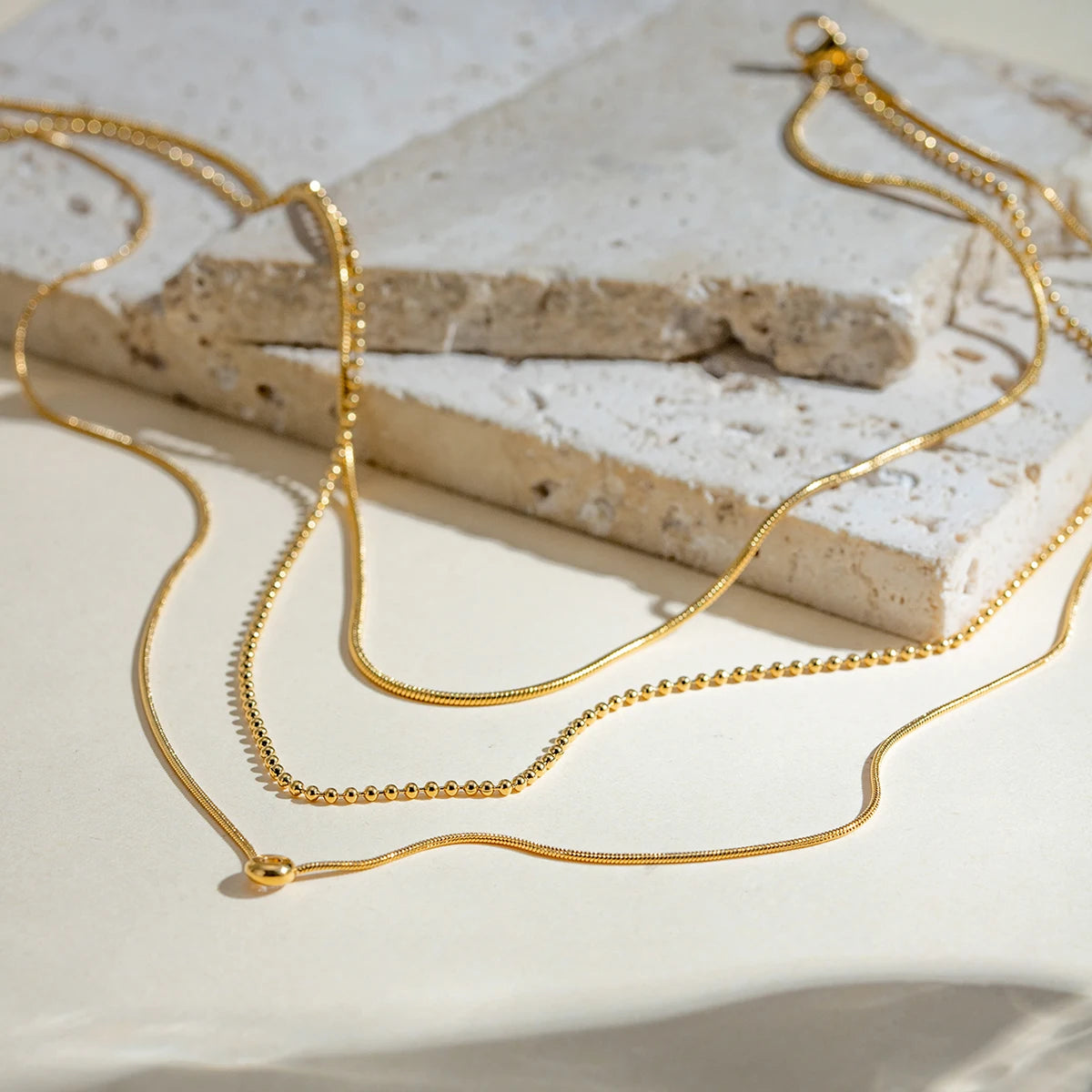 Stainless Steel Three-layer Rhinestone Necklace