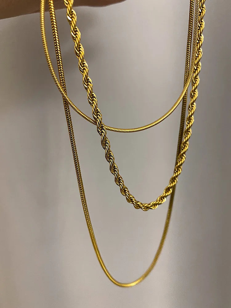 18K Gold Plated Titanium steel Chain Necklace