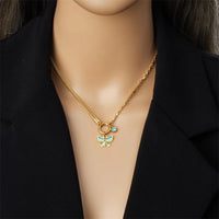 Thumbnail for Stainless Steel Colorful Butterfly Zircon Necklace