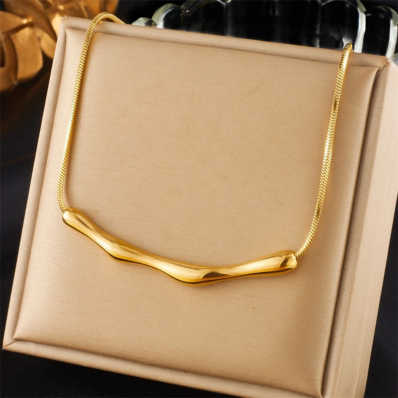 Stainless Steel Irregular Twig Pearl Pendant