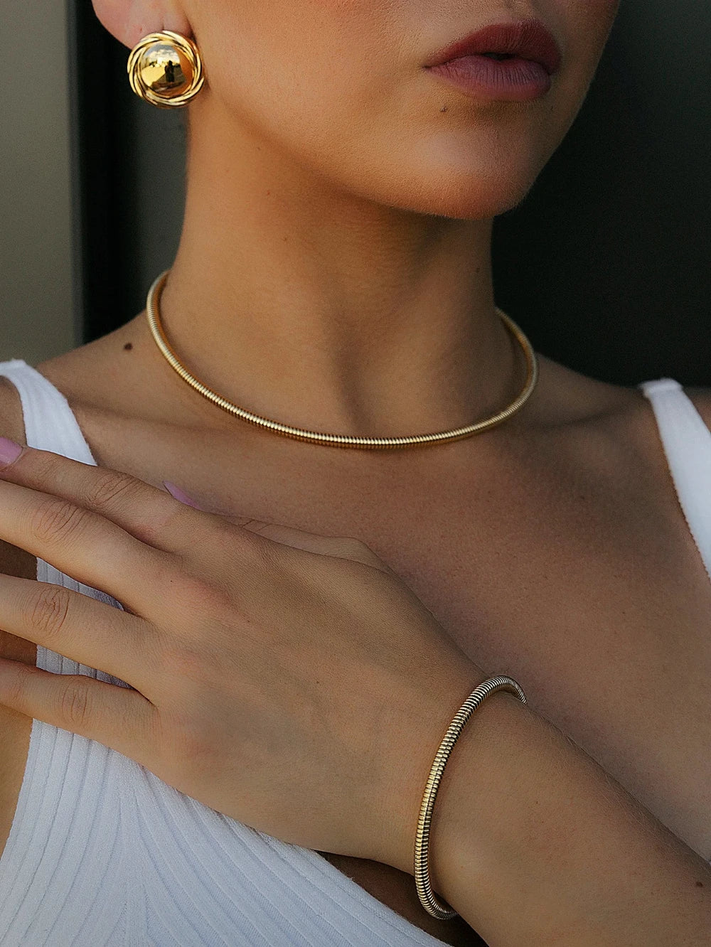 Stainless Steel Metal Texture Cuff Necklace