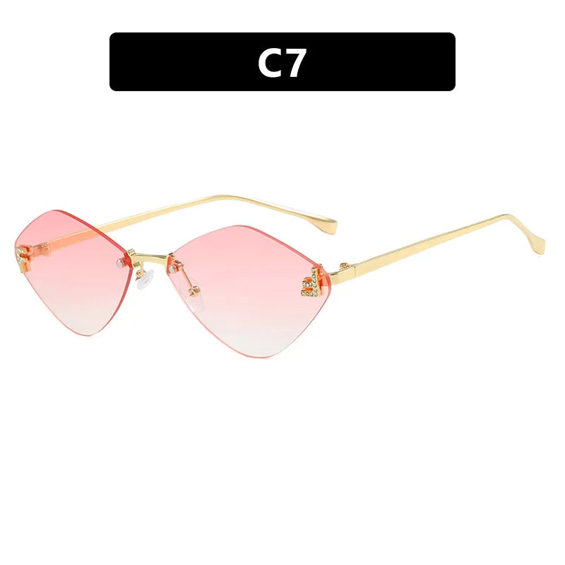 Trendy Rimless Diamond-shaped Sunglass